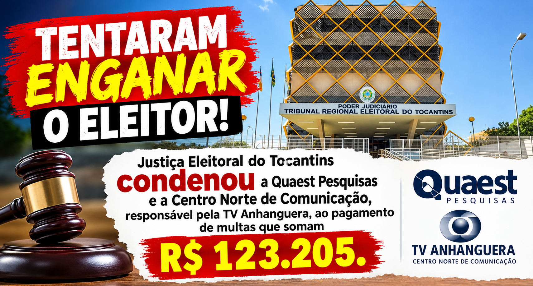 Justiça Eleitoral do Tocantins condenou a Quaest  Pesquisas